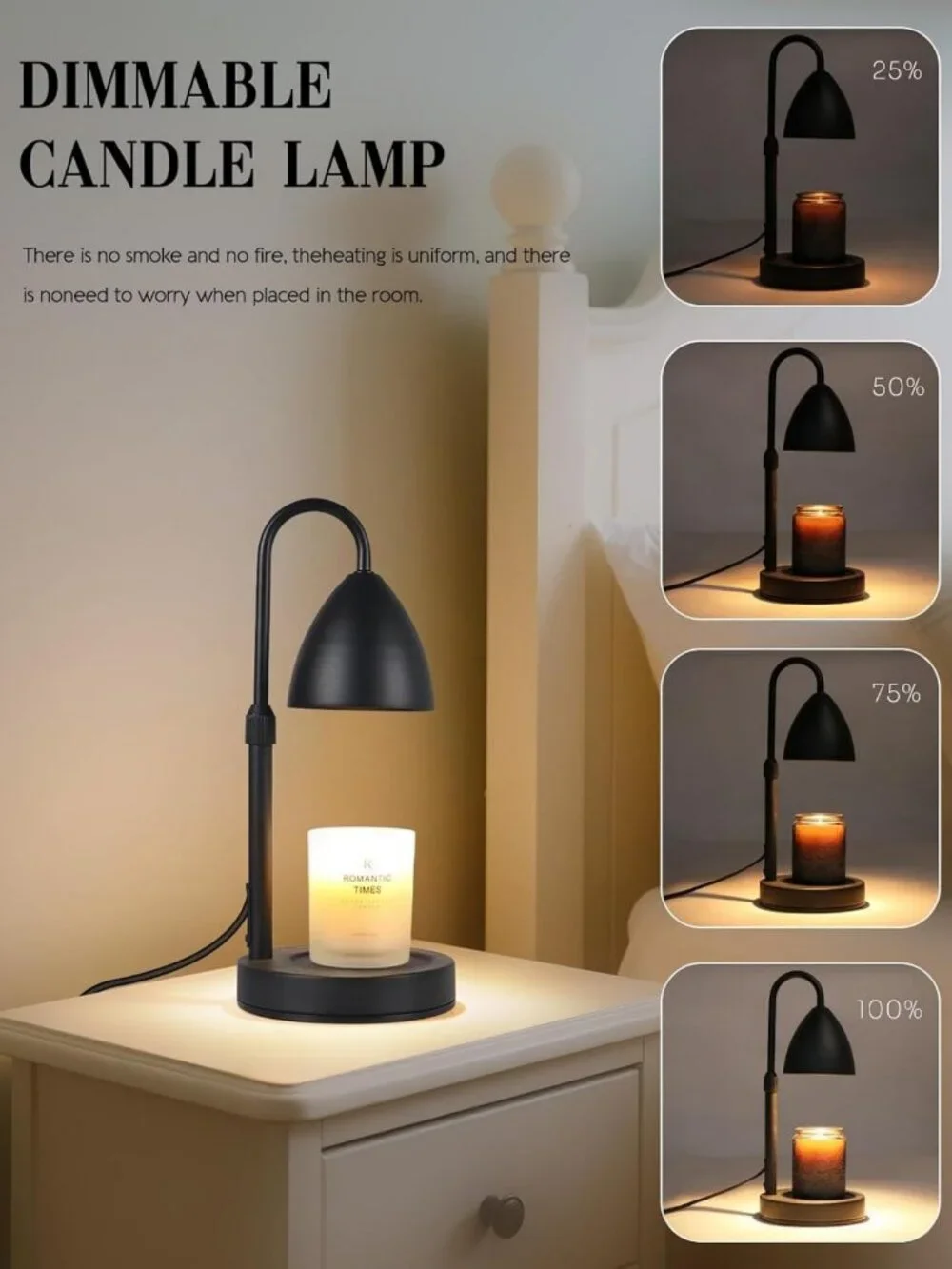 Dimmable Candle Warmer Lamp with Timer, Adjustable Wax Melter for Home Decor